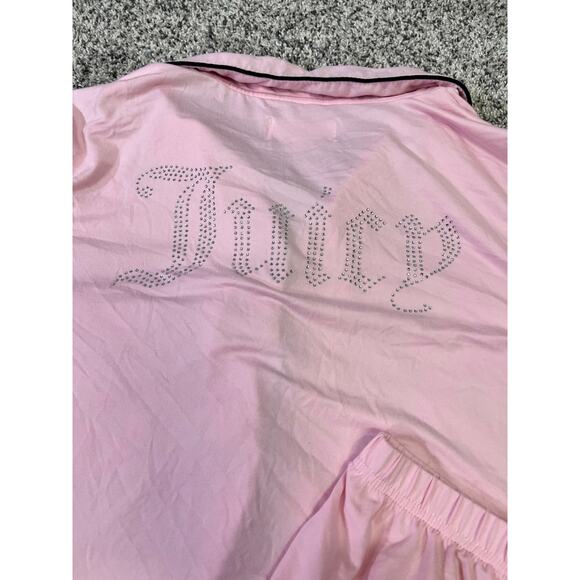 Juicy Couture‎ Bling Pink/Black Trim Pajama Set, Women’s XL Short Sleeve/Shorts - Picture 11 of 12
